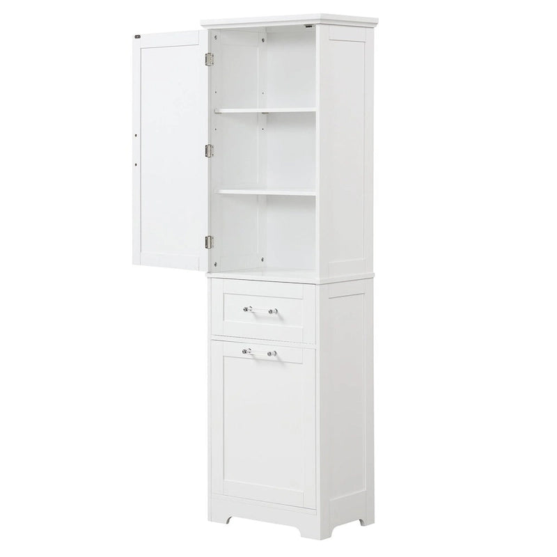 Meuble de rangement de salle de bain de 173 cm de haut avec tiroirs et étagère réglable