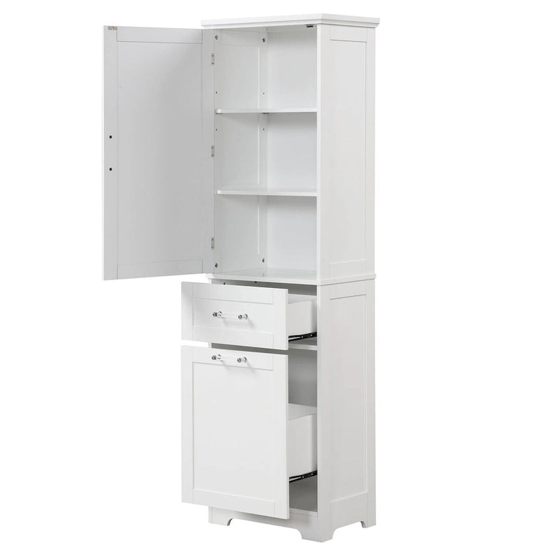 Meuble de rangement de salle de bain de 173 cm de haut avec tiroirs et étagère réglable