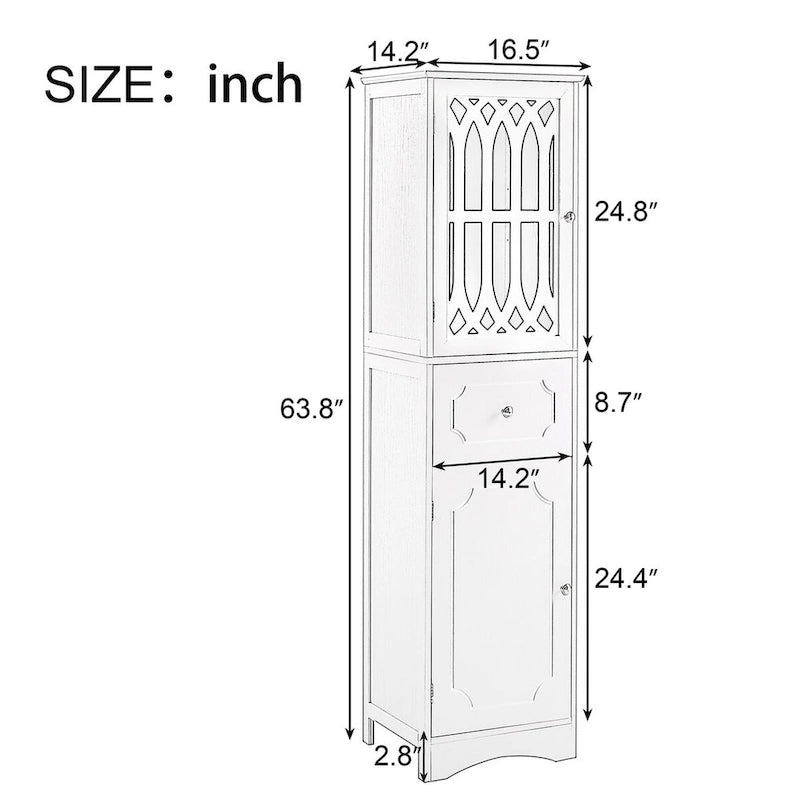 Meuble de rangement de salle de bain avec tiroir et portes