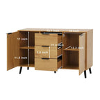 Bahut buffet avec 3 tiroirs et 2 portes, 120 cm, Naturel