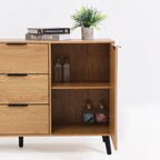 Bahut buffet avec 3 tiroirs et 2 portes, 120 cm, Naturel