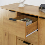 Bahut buffet avec 3 tiroirs et 2 portes, 120 cm, Naturel