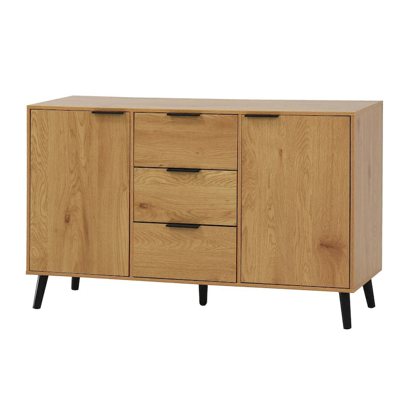 Bahut buffet avec 3 tiroirs et 2 portes, 120 cm, Naturel